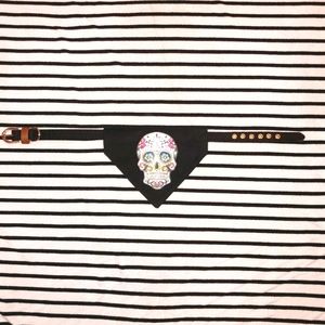 ⭐NWT leather dog collar sugar skull banda